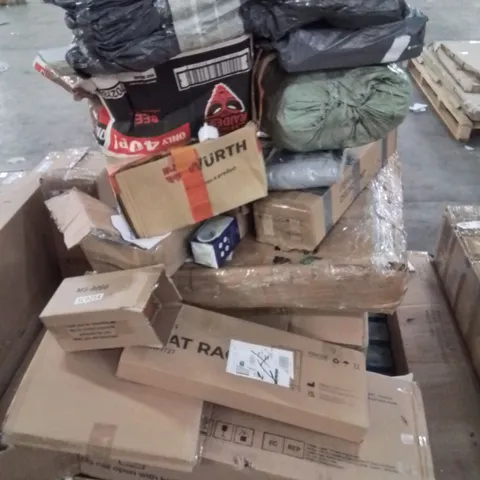 PALLET CONTAINING VARIOUS ASSORTED CUSTOMER RETURNS TO INCLUDE: MINI SEWING MACHINE,  CEILING LAMP, COAT RACK ETC.