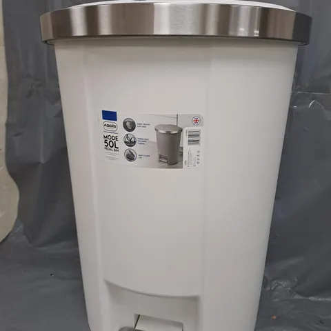 ADDIS MODE 50LTR SEMI D SHAPE PEDAL BIN - WHITE