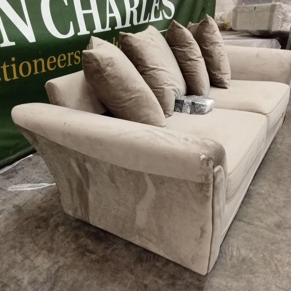 LEILA FABRIC 3 SEATER SOFA - MINK RRP £649