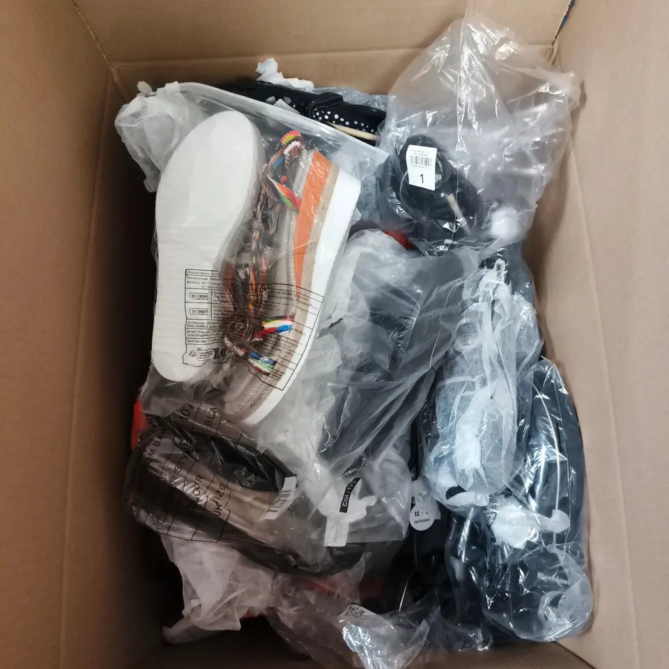 BOX OF APPROXIMATELY 22 ASSORTED FOOTWEAR ITEMS OF VARIOUS SIZES AND STYLES