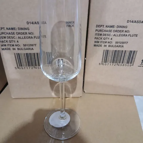 APPROXIMATELY 44 ALLEGRA FLUTE CHAMPAGNE GLASSES – PACK OF 4, MADE IN BULGARIA