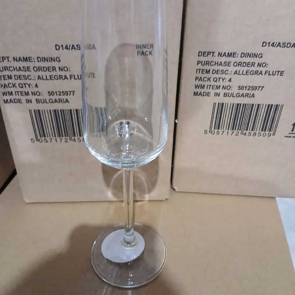 APPROXIMATELY 44 ALLEGRA FLUTE CHAMPAGNE GLASSES – PACK OF 4, MADE IN BULGARIA