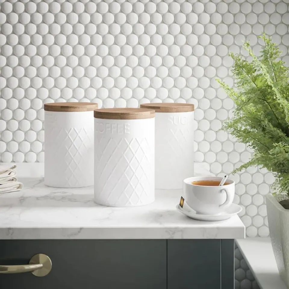 BOXED EMBOSSED WHITE 3 PIECE TCS SET