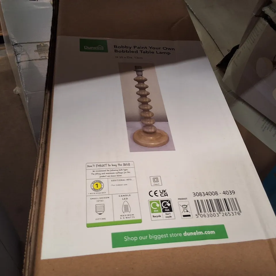 BOXED DUNELM BOBBY PAINT YOUR OWN BOBBLED TABLE LAMP