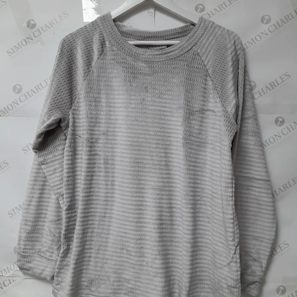 COZEE HOME LADIES FLEECE WAFFLE PYJAMAS GREY SIZE M