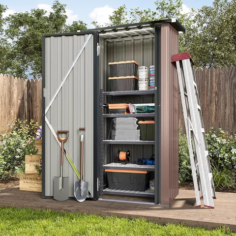 BOXED AOXUN 3’X2’ OUTDOOR METAL STORAGE SHED, STORAGE WITH LOCKABLE DOORS - BLACK