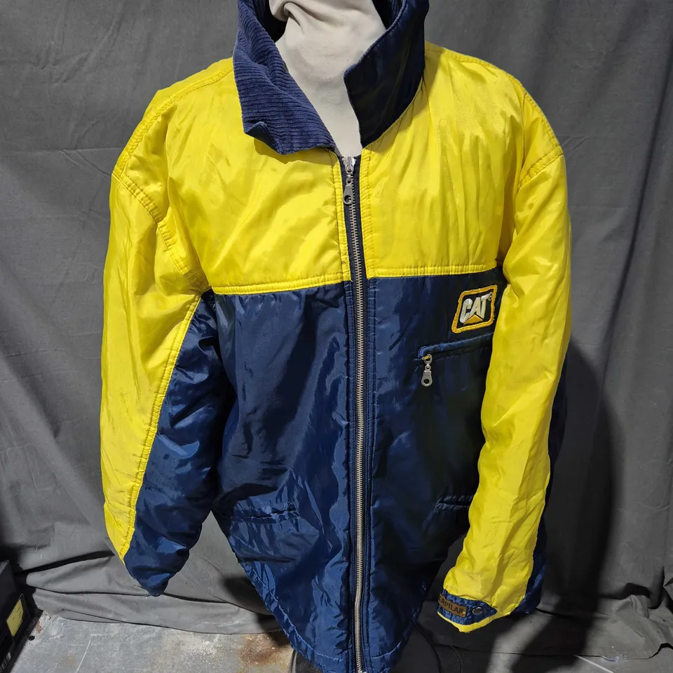 CAT LONG SLEEVE ZIP COAT IN BLUE/YELLOW - XL