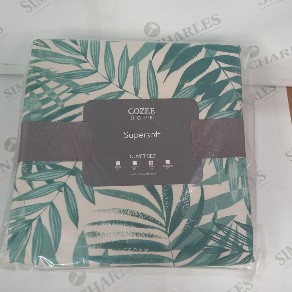 SUPERSOFT BY COZEE HOME PALM PRINTED 4 PIECE DUVET SET - KING SIZE