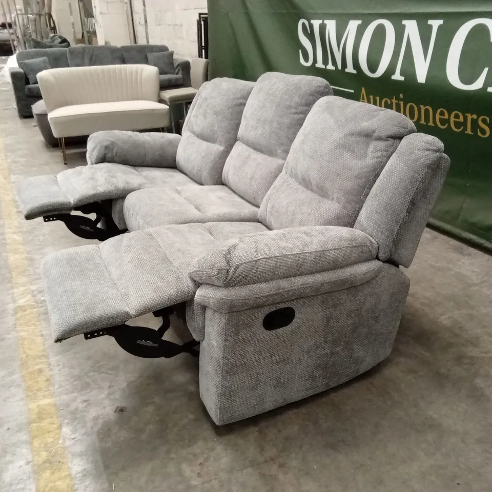ALBION 3 SEATER FABRIC MANUAL RECLINER SOFA - GREY RRP £679