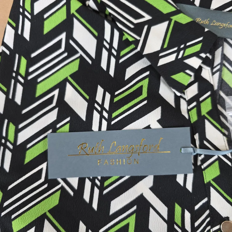 RUTH LANGSFORD GEOMETRICAL PRINT DRESS UK SIZE 12