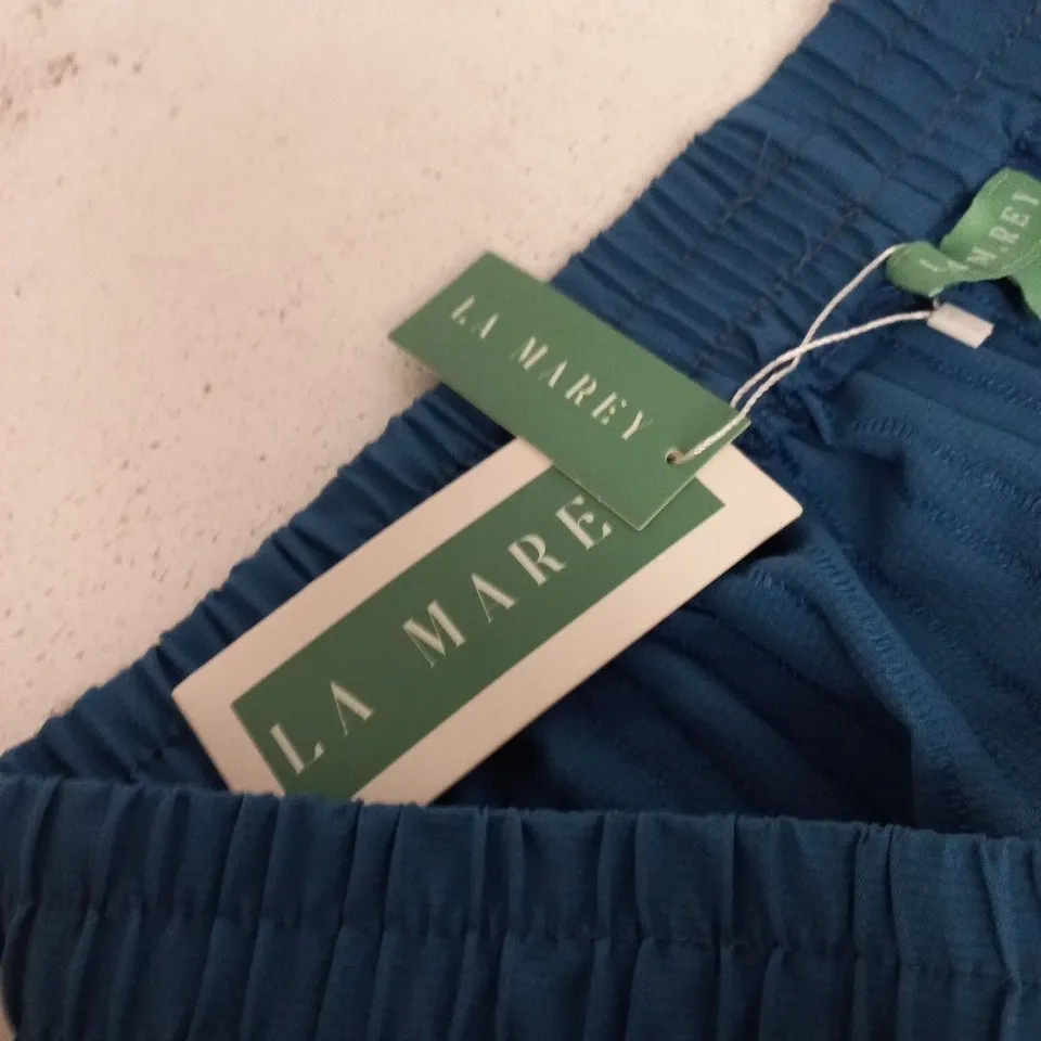LA MAREY BLUE ELASTICATED PLEATED TROUSERS – UK SIZE L
