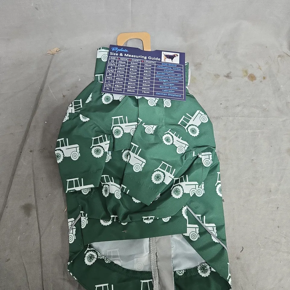RYDALE YAPHAM DOG SPLASH SUIT – GREEN TRACTOR PRINT, XS/S