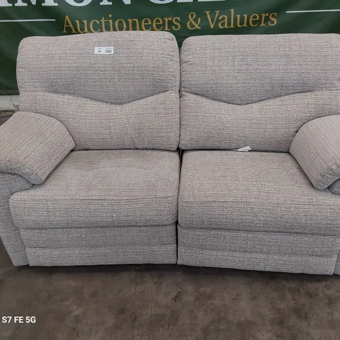 QUALITY BRITISH DESIGNER G PLAN STRATFORD MANUAL RECLINING TWO SEATER SOFA LOOM SHALE FABRIC