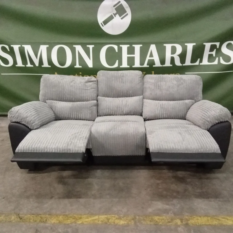 SIENNA FABRIC/FAUX LEATHER HIGH BACK 3 SEATER RECLINER SOFA RRP £849