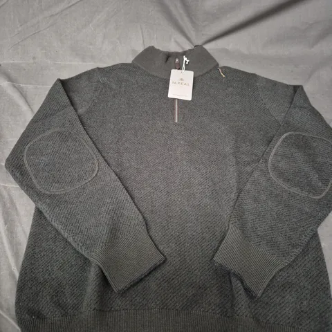 N.PEAL LONDON FUR TRIM HALF ZIP SWEATER – CHARCOAL, MEDIUM