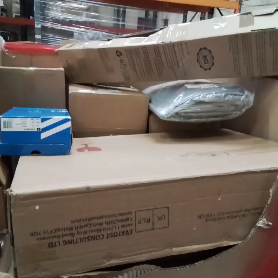 PALLET OF ASSORTED HOUSEHOLD GOODS AND PRODUCTS TO INCLUDE;PHOTO FRAMES,FOLDING CHAIR,ADDIAS TRAINERS