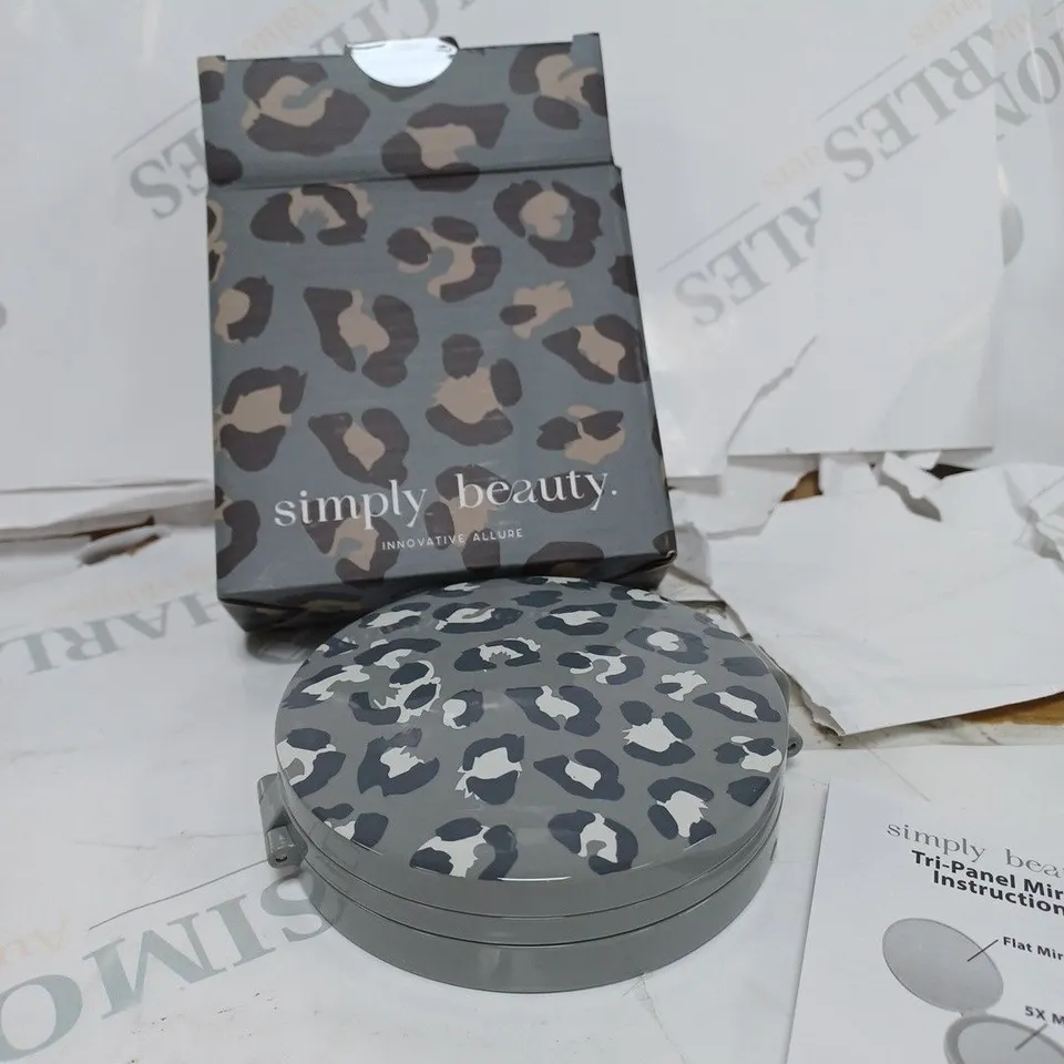 SIMPLY BEAUTY FOLDING TRIO MIRROR LEOPARD PRINT 