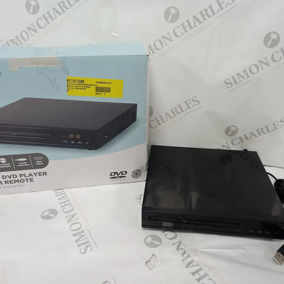 BOXED HDMI DVD PLAYER IN BLACK - MISSING REMOTE