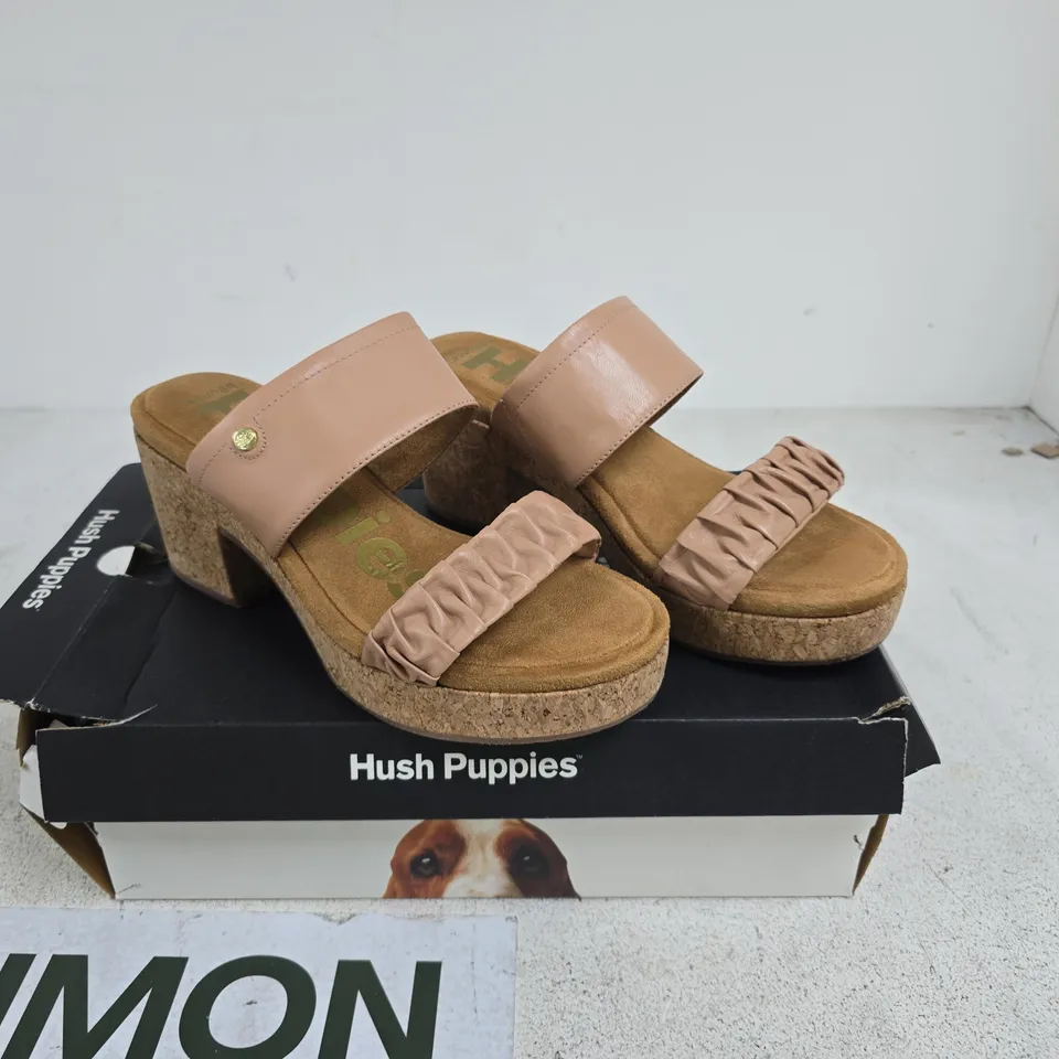 HUSH PUPPIES POPPY RUCHED SLIDERS CAFE CREME LEATHER UK 7 BOXED