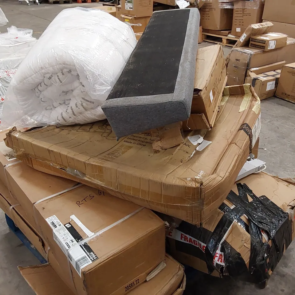 PALLET OF ASSORTED FURNITURE PARTS AND CONSUMER GOODS 