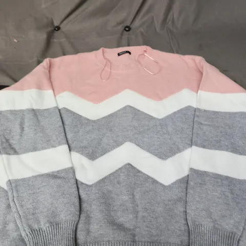 ROMAN PINK CHEVRON KNIT JUMPER – UK 14