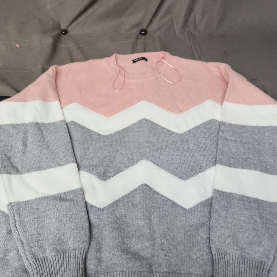ROMAN PINK CHEVRON KNIT JUMPER – UK 14