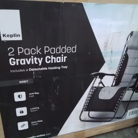 BOXED KEPLIN 2 PACK OF PADDED GRAVITY CHAIRS -GREY-