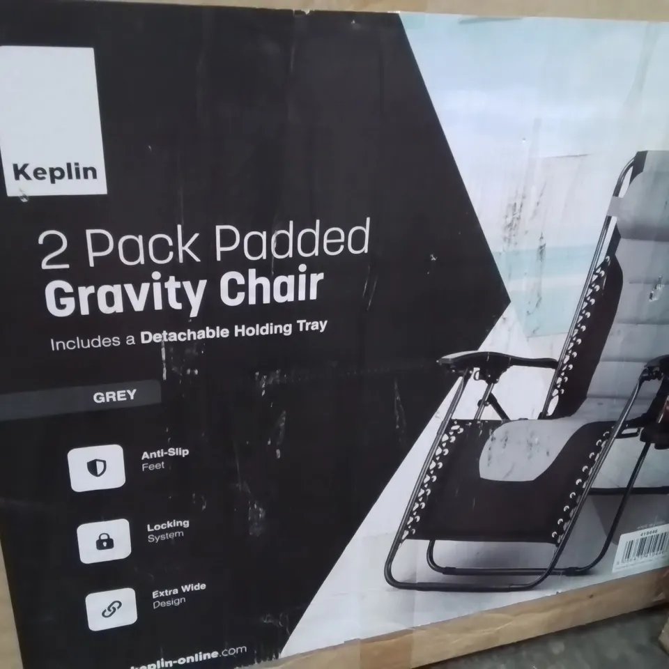 BOXED KEPLIN 2 PACK OF PADDED GRAVITY CHAIRS -GREY-