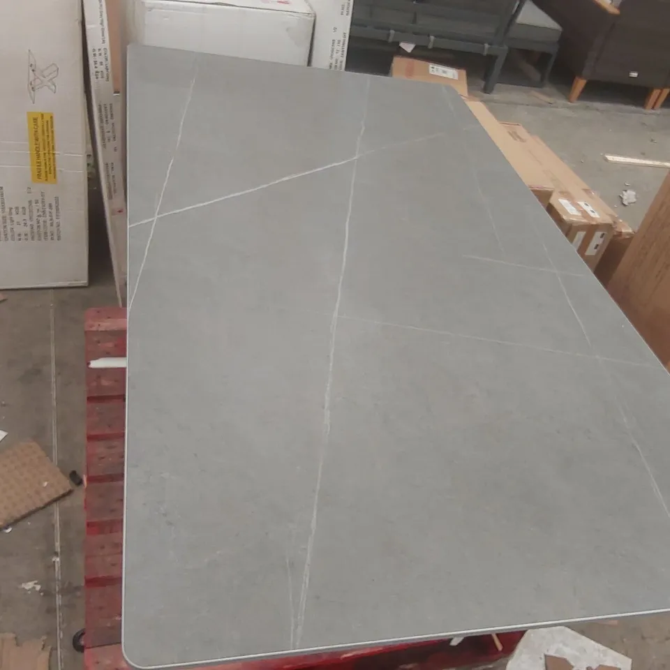 MALDON DINING TABLE - GREY CERAMIC - BLACK V BASE