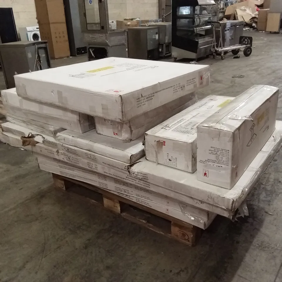 PALLET OF ASSORTED INCOMPLETE DESIGNER FURNITURE PARTS AND PIECES 
