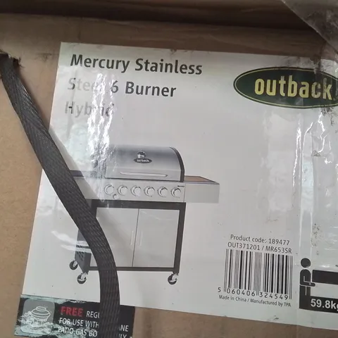 BOXED OUTBACK MERCURY STAINLESS STEEL 6 BURNER HYBRID BBQ