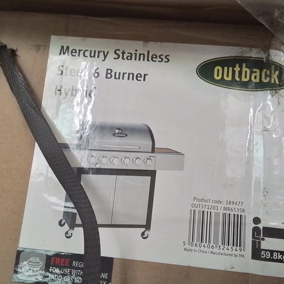 BOXED OUTBACK MERCURY STAINLESS STEEL 6 BURNER HYBRID BBQ