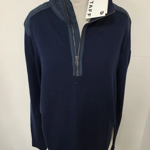 BELSTAF KILMINGTON QUARTER ZIP JUMPER IN WASHED NAVY - M