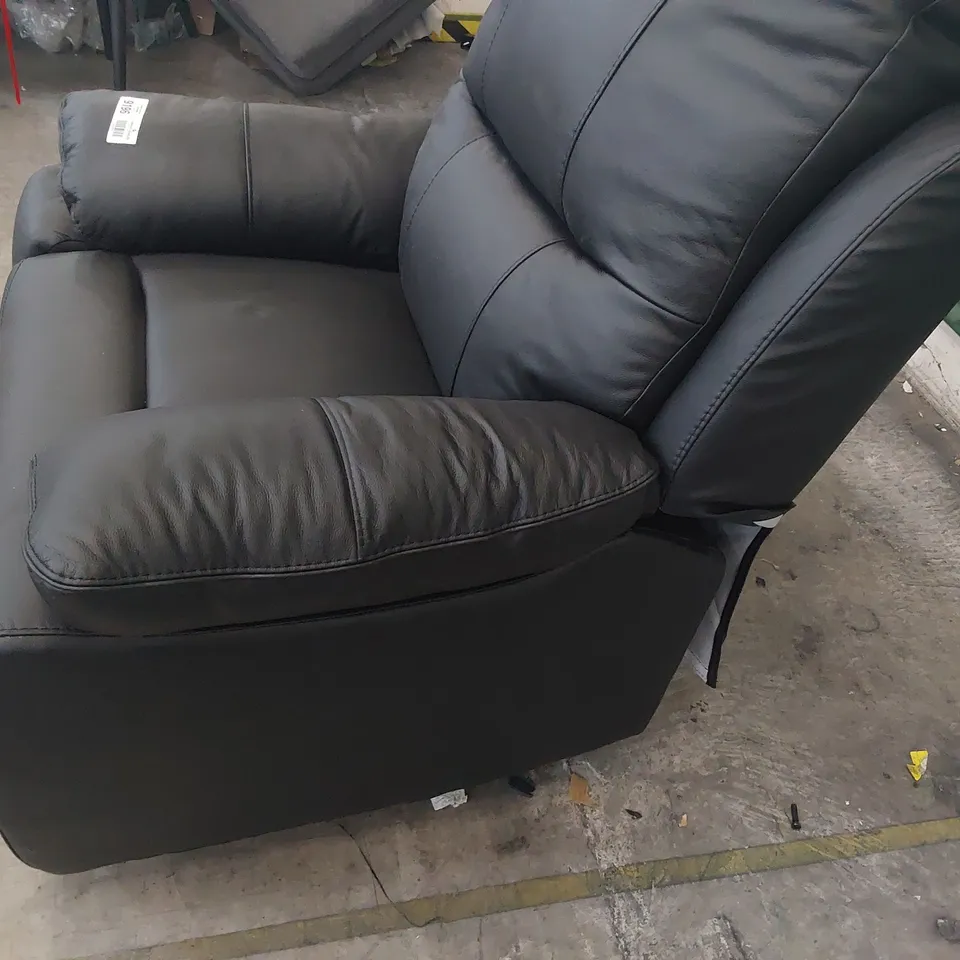 DESIGNER MANUAL RECLINING EASY CHAIR BLACK LEATHER 