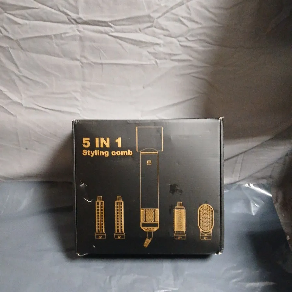 5-IN-1 STYLING COMB HAIR STYLING TOOL WITH ATTACHMENTS – BOXED