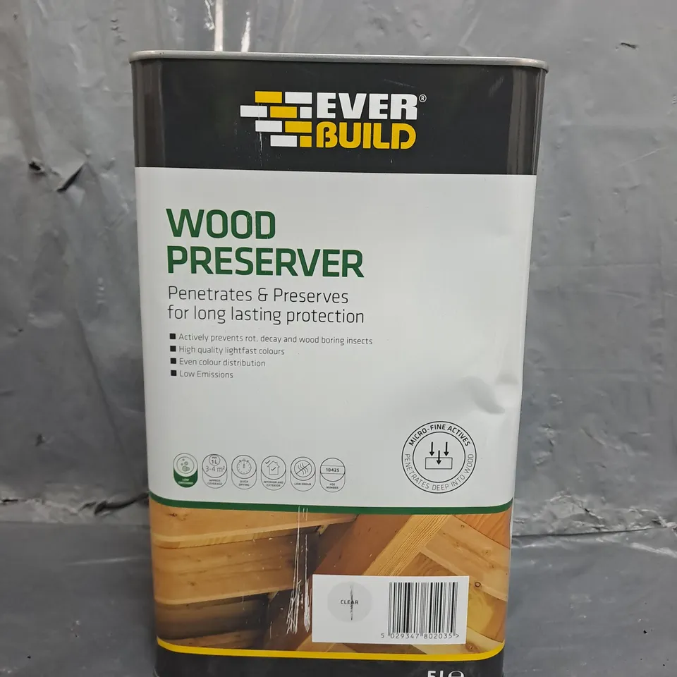 EVERBUILD LJCR05 WOOD PRESERVER CLEAR 5 LITRE - COLLECTION ONLY