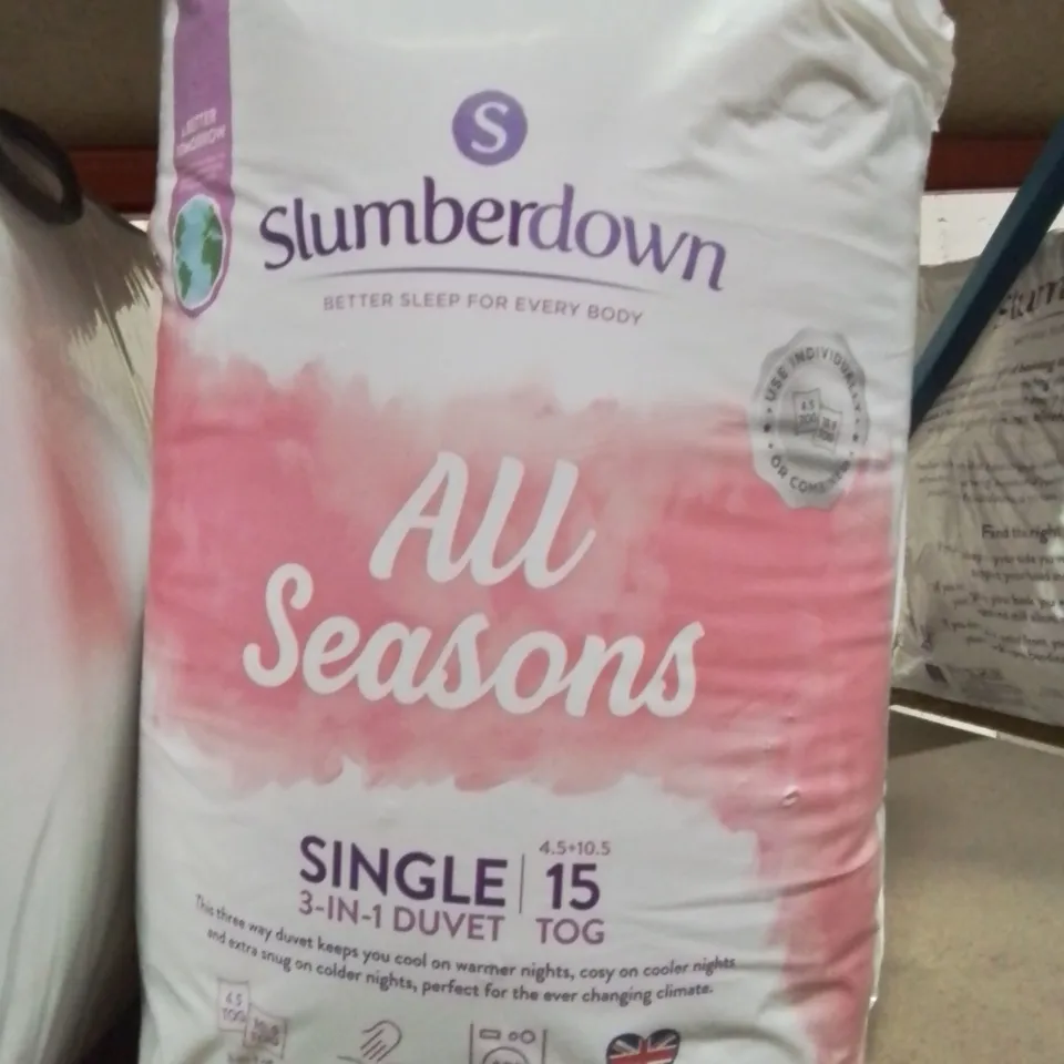 BAGGED SLUMBERDOWN ALL SEASONS 15 TOG SINGLE DUVET