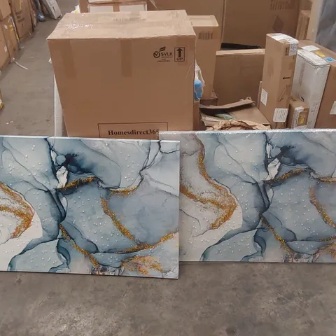 BOXED BLUE & WHITE ABSTRACT WALL ART FOR BEDROOM & LIVING ROOM, LUXURY DECOR
