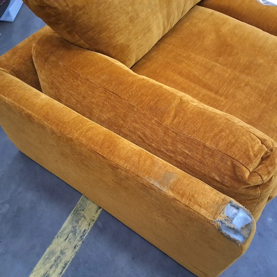 MUSTARD FABRIC 3-SEATER SOFA WITH BOLSTER CUSHIONS