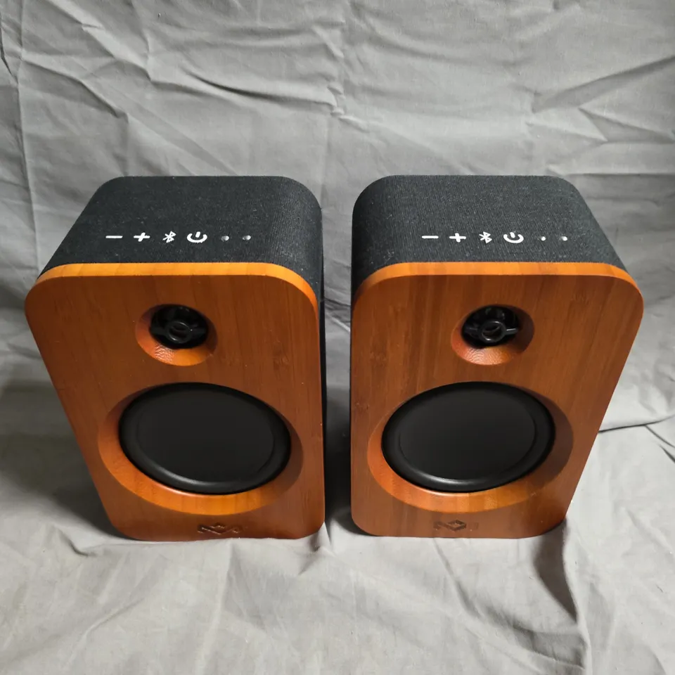 MARLEY SIMMER DOWN DUO WIRELESS BLUETOOTH SPEAKERS – WOOD FINISH STEREO PAIR (2-PIECE SET) 