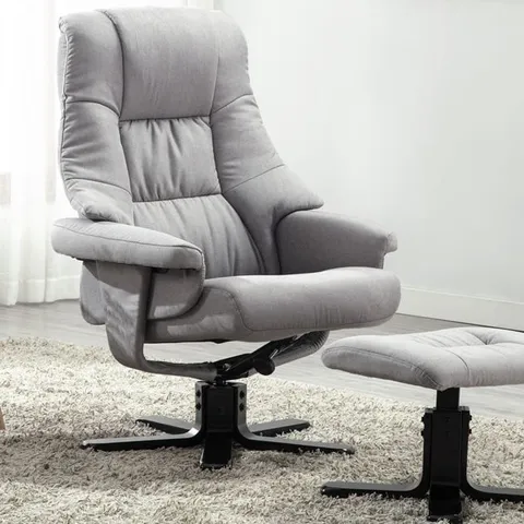 BOXED DESIGNER SWIVEL GREY FABRIC RECLINING CHAIR