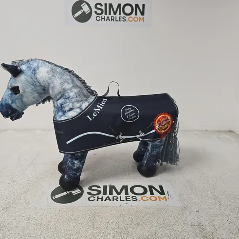 PLUSH HORSE TOY WITH LEMIEUX RUG, BLUE/GREY