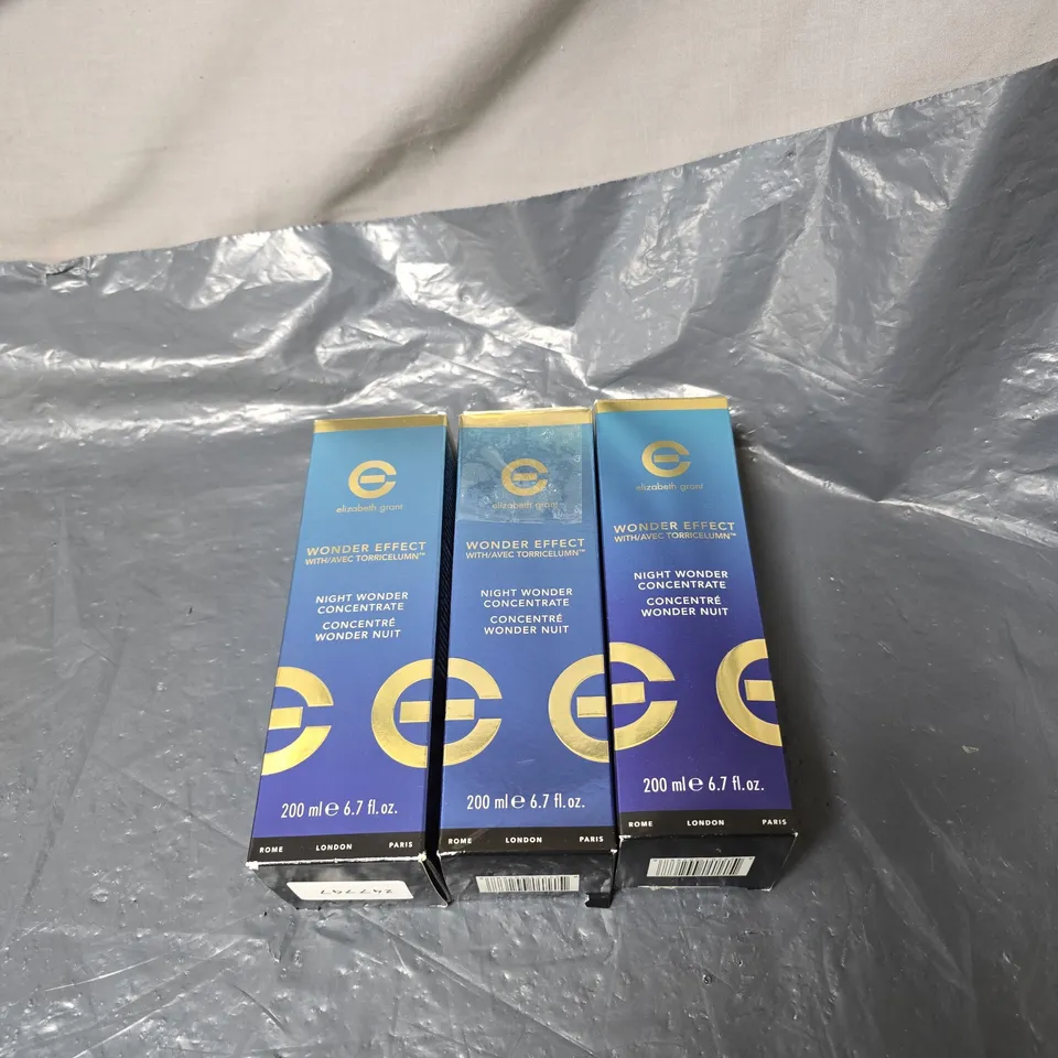 3 X ELIZABETH GRANT WONDER EFFECT NGHT WONDER CONCENTRATE 200ML BOXED