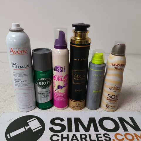 APPROXIMATELY 8 ASSORTED AEROSOLS TO INCLUDE BRUT , SHISEDO AND AUSSIE