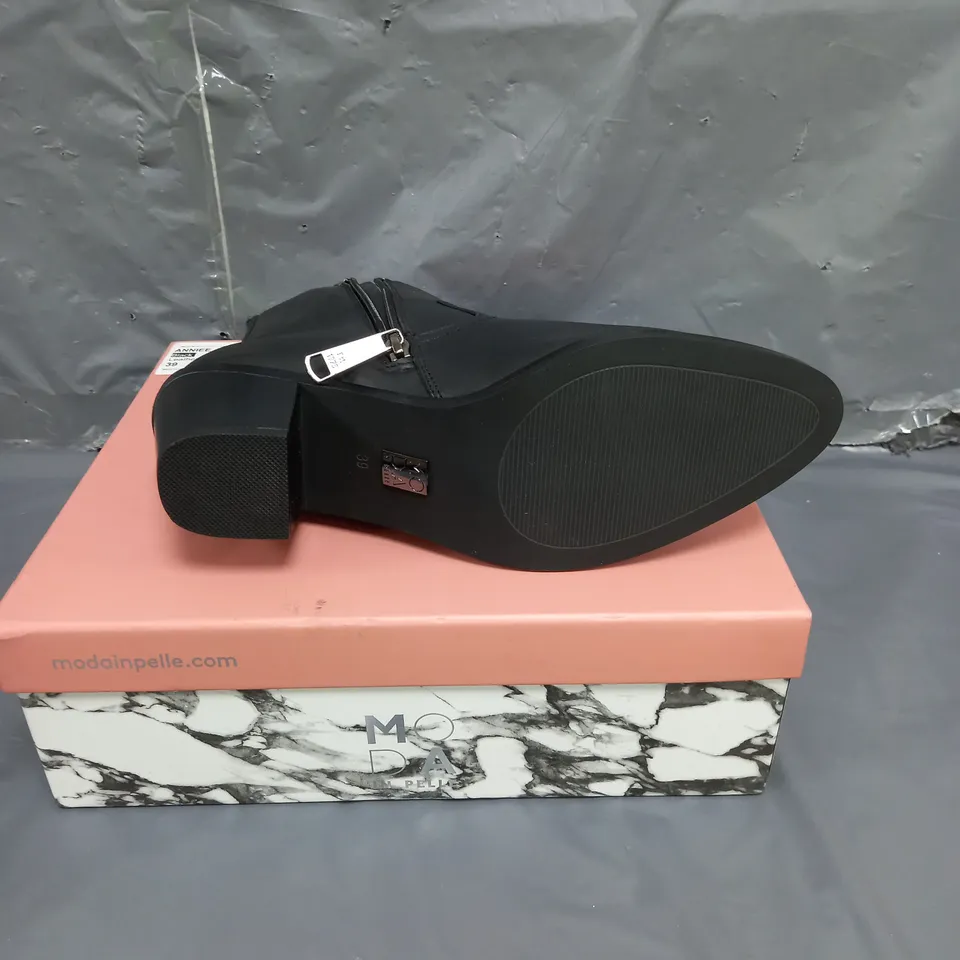 MODA IN PELLE LEATHER ANKLE BOOTS BLACK SIZE 6