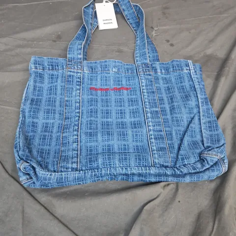DAMSON MADDER DENIM TOTE BAG WITH RED EMBROIDERY