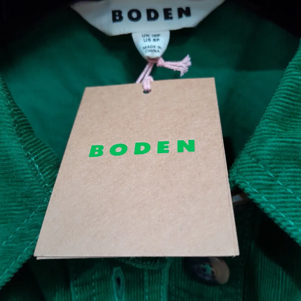 BODEN BUTTON SHIRT DRESS IN GREEN - UK 12P