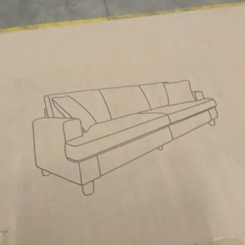 BOXED DESIGNER 2 SEATER FABRIC UPHOLSTERED SOFA - BEIGE (1 BOX)