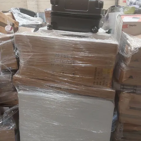 PALLET OF ASSORTED E-COMMERCE GOODS AND PRODUCTS TO INCLUDE: FOLDING TABLES, SUITCASES, BATH MAT ECT
