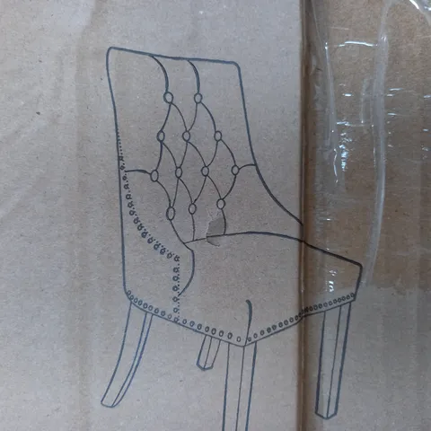 BOXED PAIR OF WARWICK VELVET DINING CHAIRS - GREY/CHROME (1 BOX)